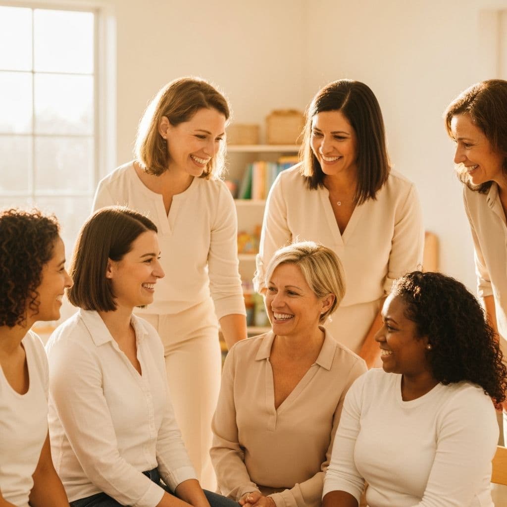 Childcare center team smiling together